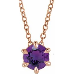 14K Rose 1/4 CT Natural Diamond Solitaire 16-18" Necklace