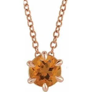 14K Rose 1/4 CT Natural Diamond Solitaire 16-18" Necklace