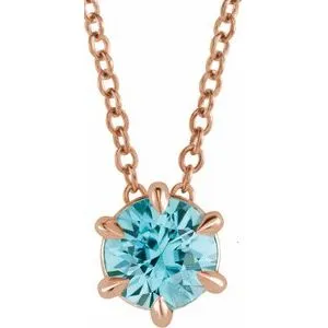 14K Rose 1/4 CT Natural Diamond Solitaire 16-18" Necklace