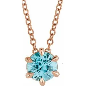 14K Rose 1/4 CT Natural Diamond Solitaire 16-18" Necklace