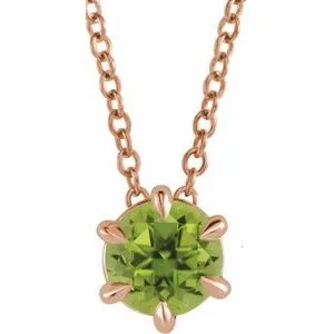 14K Rose 1/4 CT Natural Diamond Solitaire 16-18" Necklace