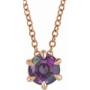 14K Rose 1/4 CT Natural Diamond Solitaire 16-18" Necklace