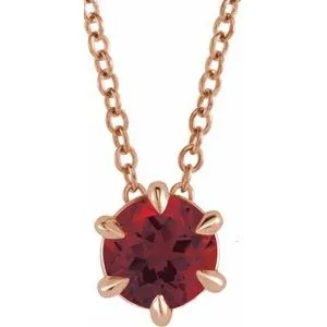 14K Rose 1/4 CT Natural Diamond Solitaire 16-18" Necklace
