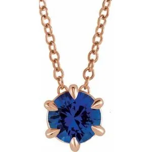 14K Rose 1/4 CT Natural Diamond Solitaire 16-18" Necklace