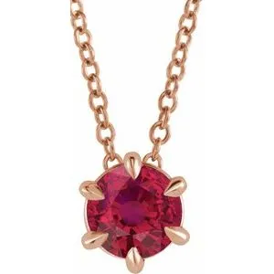 14K Rose 1/4 CT Natural Diamond Solitaire 16-18" Necklace