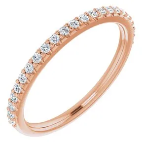 14K Rose 1/4 CTW Diamond Band for 7x5 mm Emerald Ring