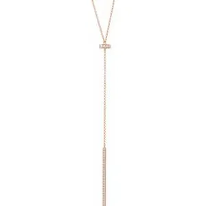 14K Rose 1/4 CTW Diamond Bar "Y" 15-17" Necklace