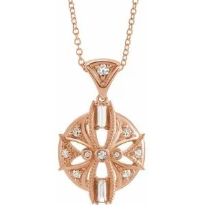 14K Rose 1/4 CTW Diamond Vintage-Inspired 16-18" Necklace