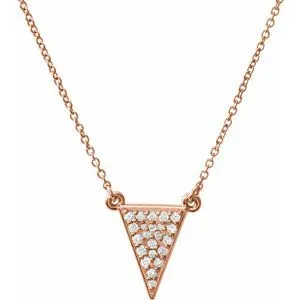 14K Rose 1/5 CTW Diamond Triangle 16.5" Necklace