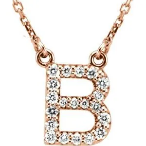 14K Rose 1/6 CTW Natural Diamond Initial B 16" Necklace