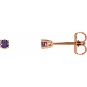 14K Rose 2.5 mm Natural Amethyst Stud Earrings
