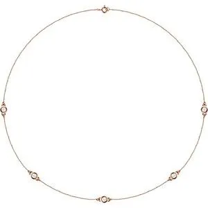 14K Rose 3/4 CTW Natural Diamond 5-Station 18" Necklace