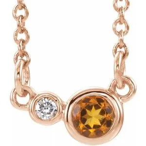 14K Rose Citrine & .06 CTW Diamond 18" Necklace