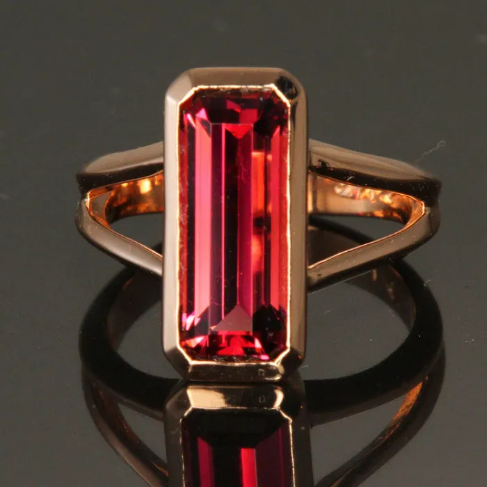 14K Rose Gold 4.97 Carat Pink Tourmaline Ring Designed by Christopher Michael