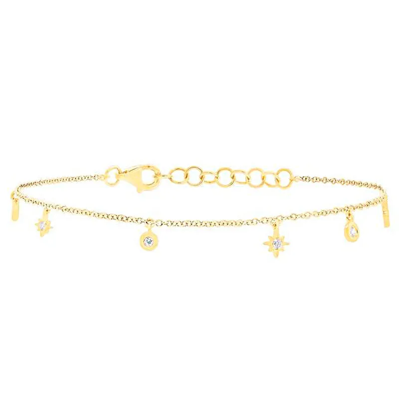 14k Rose Gold Diamond Star Bracelet