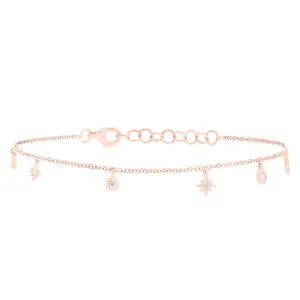 14k Rose Gold Diamond Star Bracelet