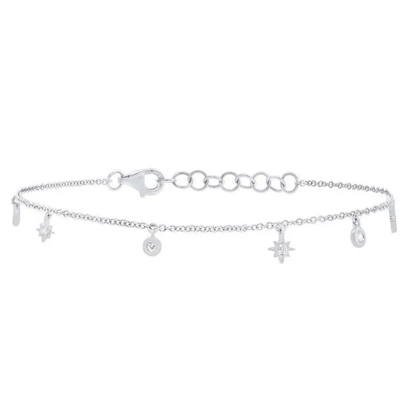 14k Rose Gold Diamond Star Bracelet