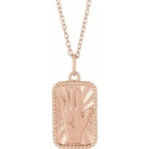 14K Rose Hamsa Hand Tarot 16-18" Necklace