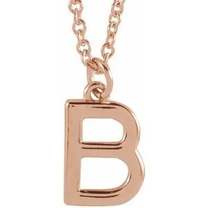 14K Rose Initial B Dangle 16" Necklace