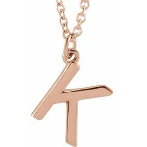 14K Rose Initial K Dangle 18" Necklace