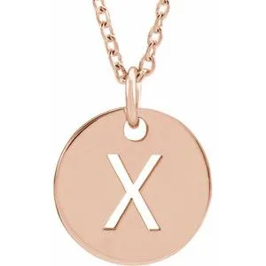 14K Rose Initial X 16-18" Necklace