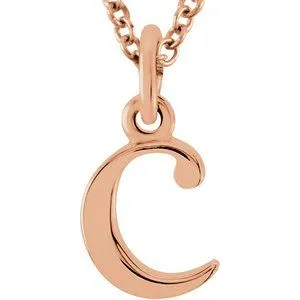 14K Rose Lowercase Initial c 16" Necklace