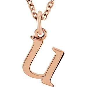 14K Rose Lowercase Initial u 16" Necklace