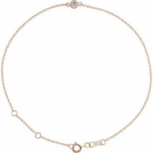 14K Rose Natural White Sapphire Bezel-Set Solitaire 6 1/2-7 1/2" Bracelet