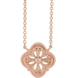 14K Rose Vintage-Inspired Clover 16" Necklace
