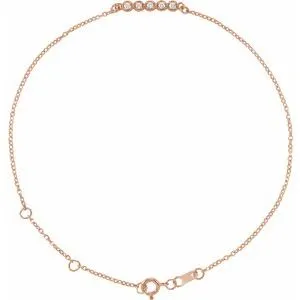 14K Rose.07 CTW Diamond Bar 6 1/2-7 1/2" Bracelet