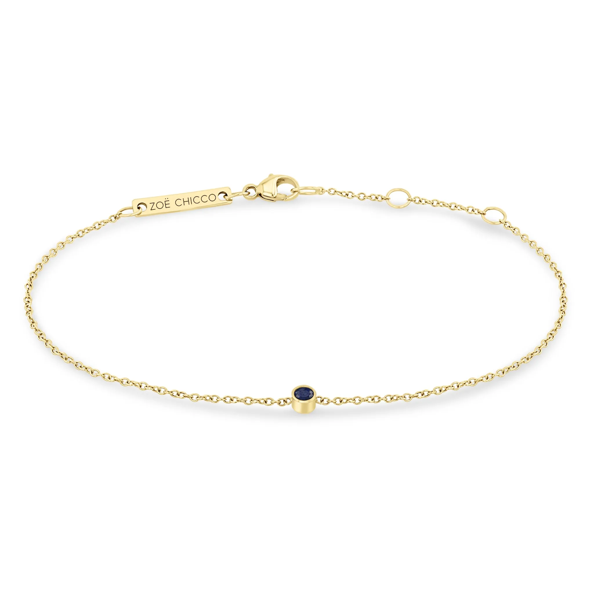 14k Single Blue Sapphire Bezel Bracelet | September Birthstone
