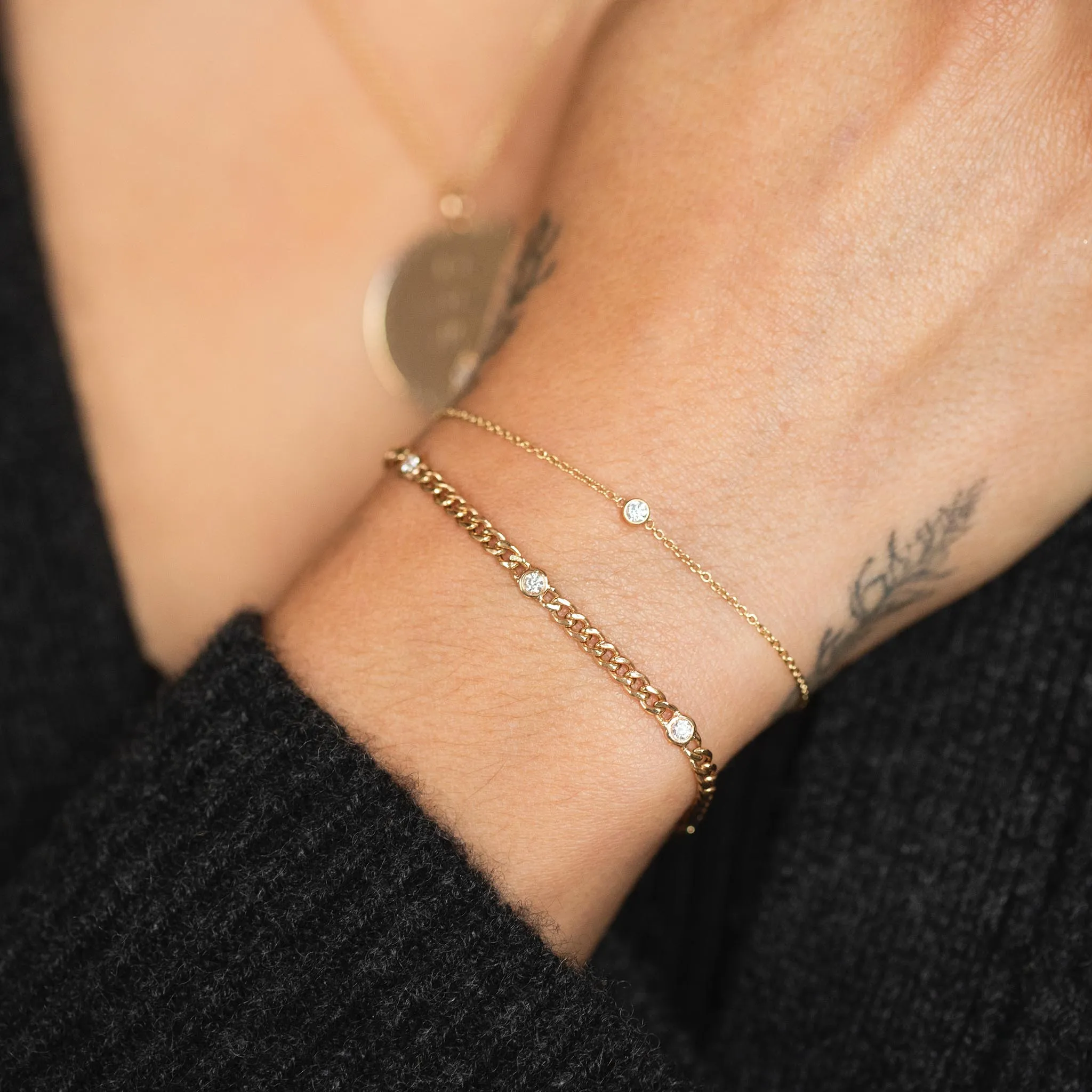 14k Single Diamond Bezel Bracelet