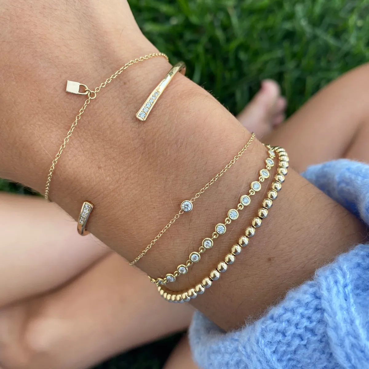 14k Single Diamond Bezel Bracelet