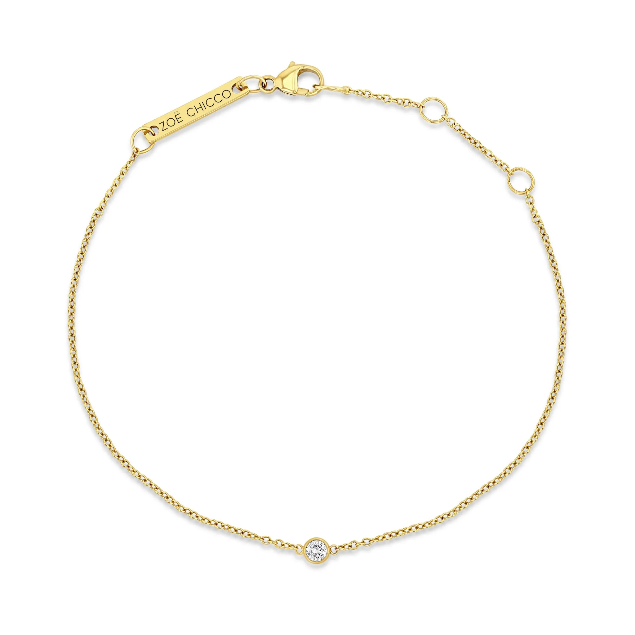 14k Single Diamond Bezel Bracelet