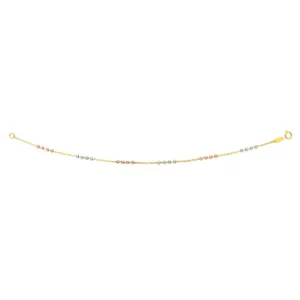14K Tri-color Gold Diamond Cut Bead Station Bracelet
