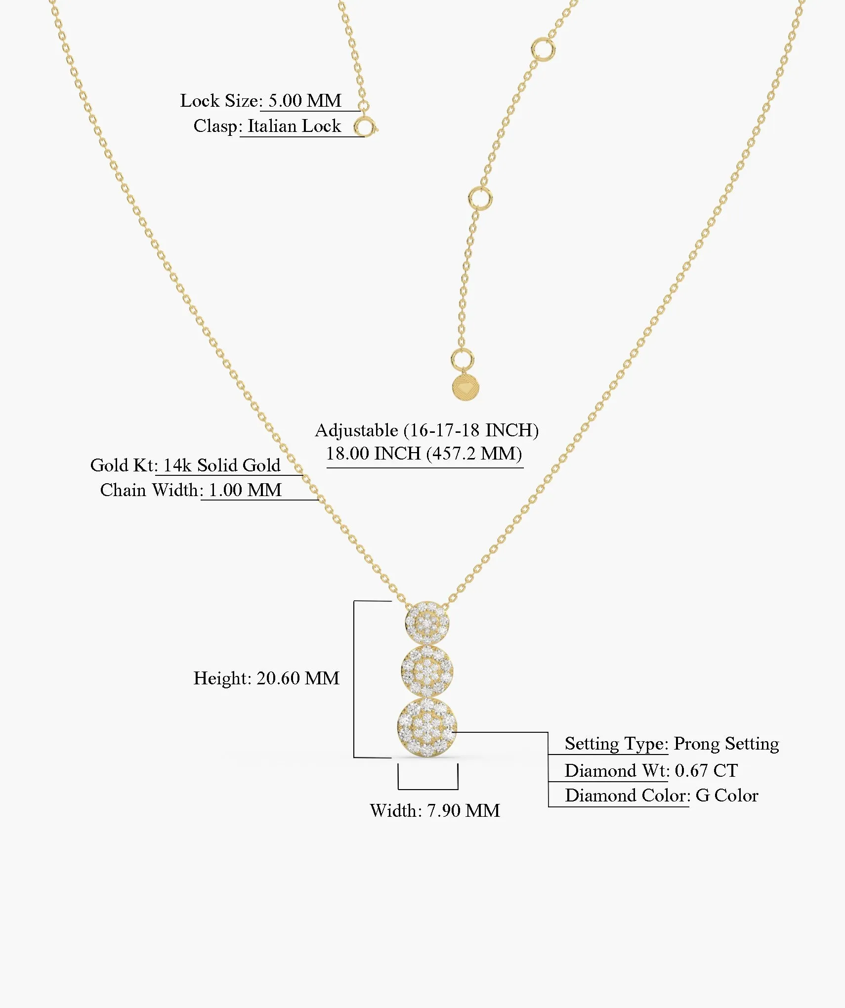 14K Triple Glamour Circle Necklace