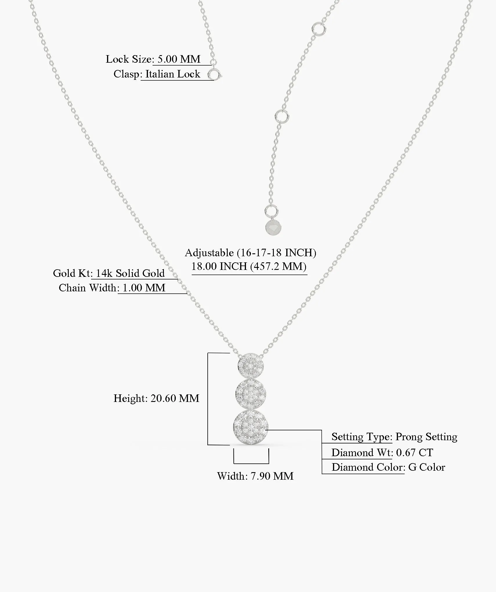 14K Triple Glamour Circle Necklace