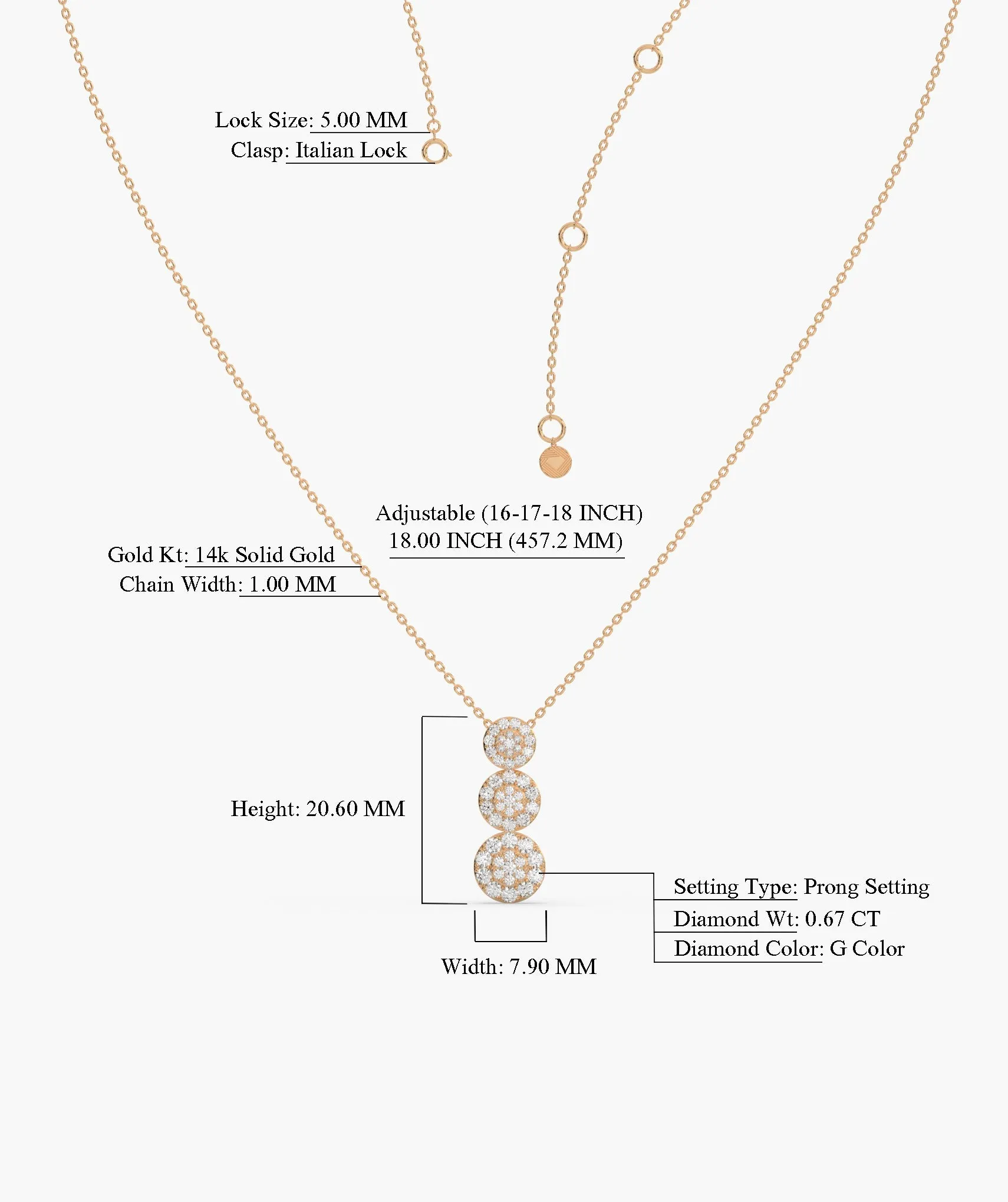 14K Triple Glamour Circle Necklace