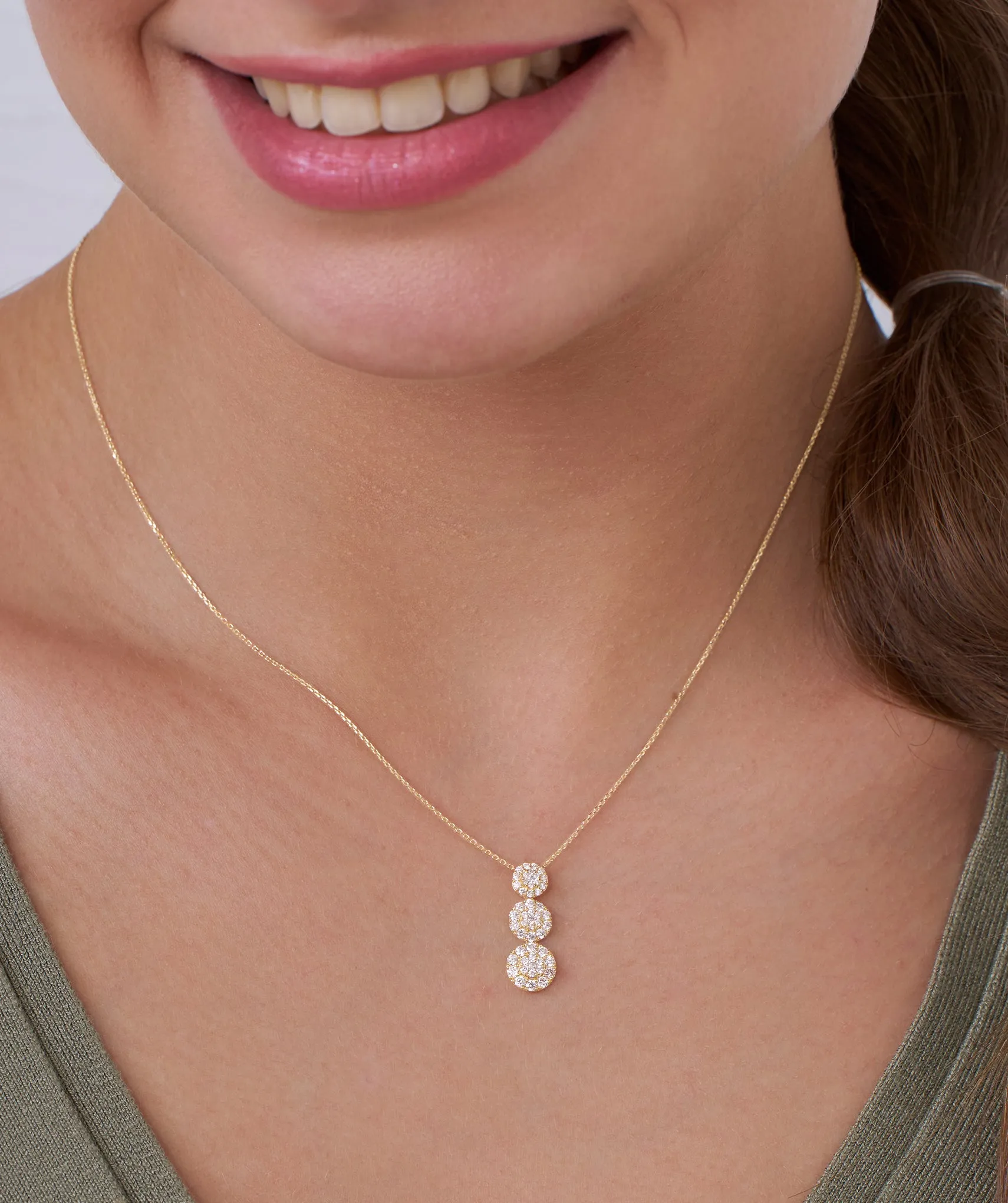 14K Triple Glamour Circle Necklace