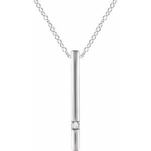 14K White .015 CT Diamond Bar 16-18" Necklace