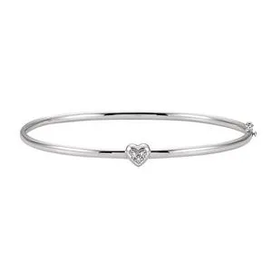 14K White .03 CTW Diamond Bangle 6 1/2" Bracelet