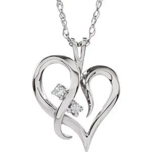 14K White .03 CTW Diamond Heart 18" Necklace
