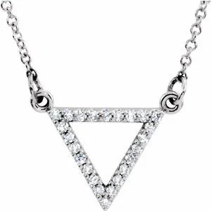 14K White 1/10 CTW Diamond Triangle 16" Necklace