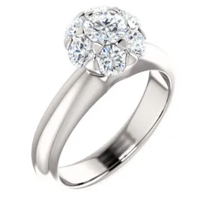 14K White 1/2 CTW Diamond Cluster Engagement Ring