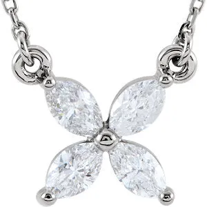 14K White 1/2 CTW Diamond Floral-Inspired 18" Necklace