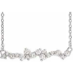 14K White 1/3 CTW Diamond Scattered Bar 18" Necklace