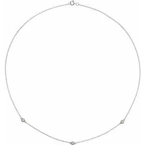 14K White 1/5 CTW Natural Diamond 3-Station 18" Necklace