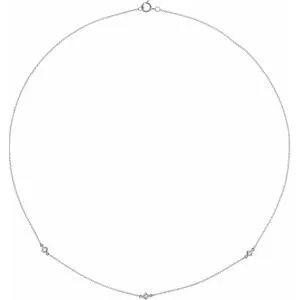 14K White 1/6 CTW Diamond 3-Station 18" Necklace