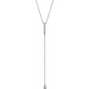 14K White 1/8 CTW Diamond Bar Y 16-18" Necklace