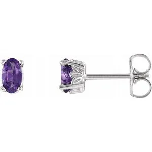 14K White Amethyst Earrings